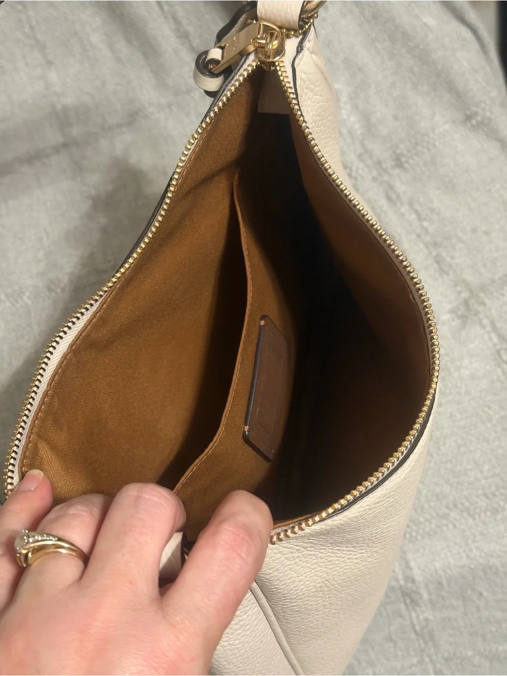 Coach Pebbled Leather Hobo Bag in Chalk